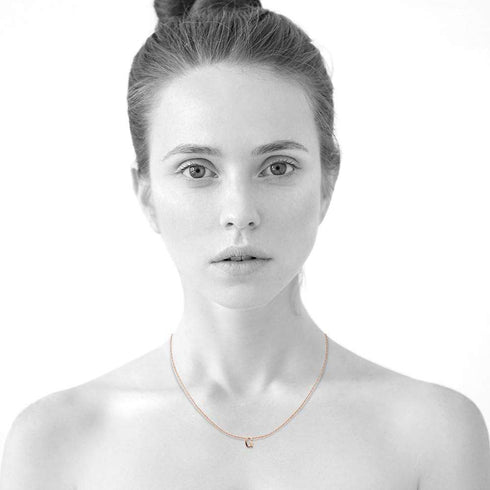 Initials Brick Alphabet Letter Necklace Rose Gold Layered Steel Jewellery